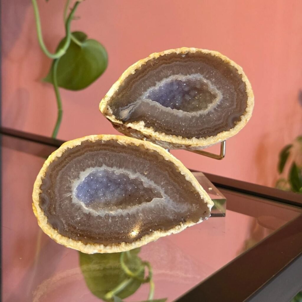 agaat geode half druze kristallen Edelstenen Pure cacao webshop