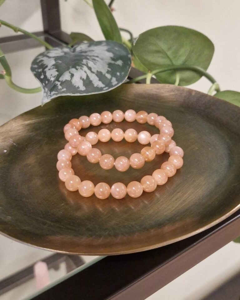 Roze maansteen armband edelsteenarmband webshop pure cacao vrouwenarmband